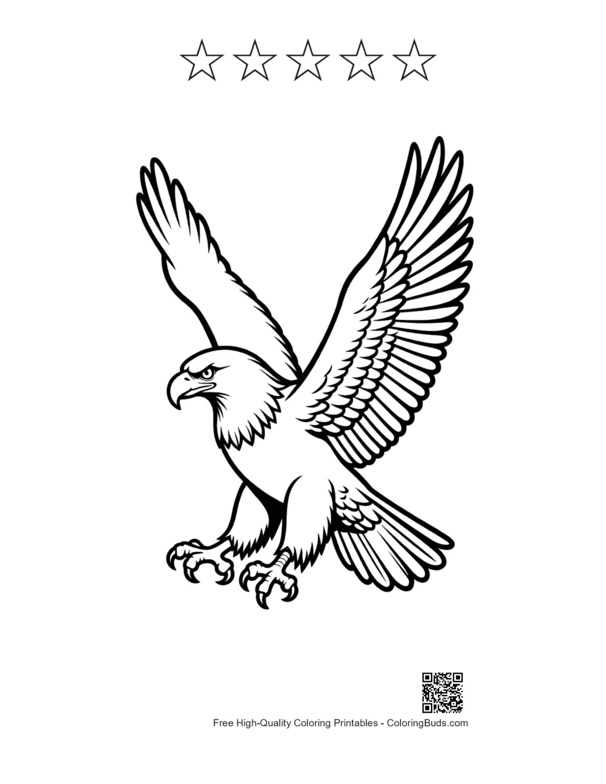 Fierce eagle printable with star outlines