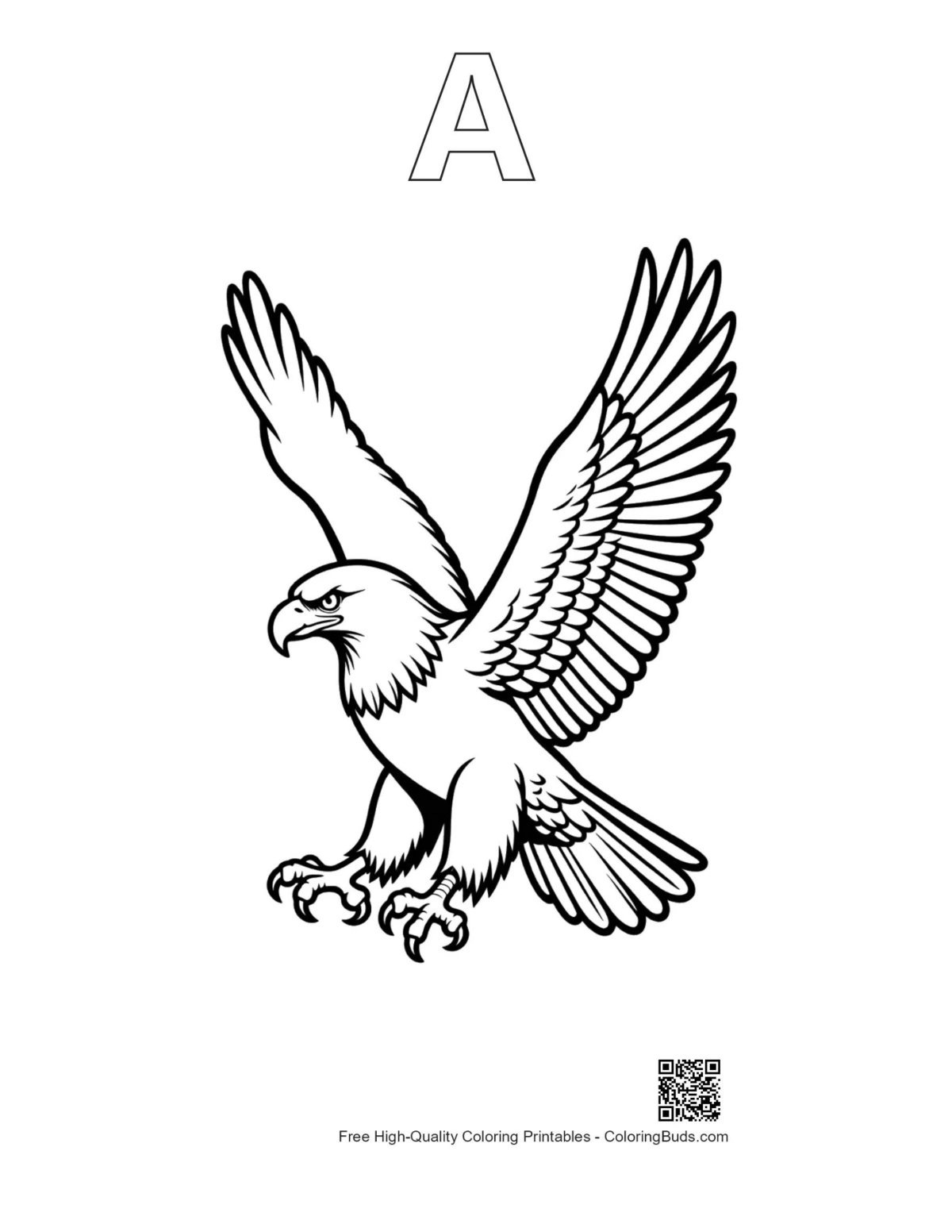 Bald eagle outline with alphabet A design