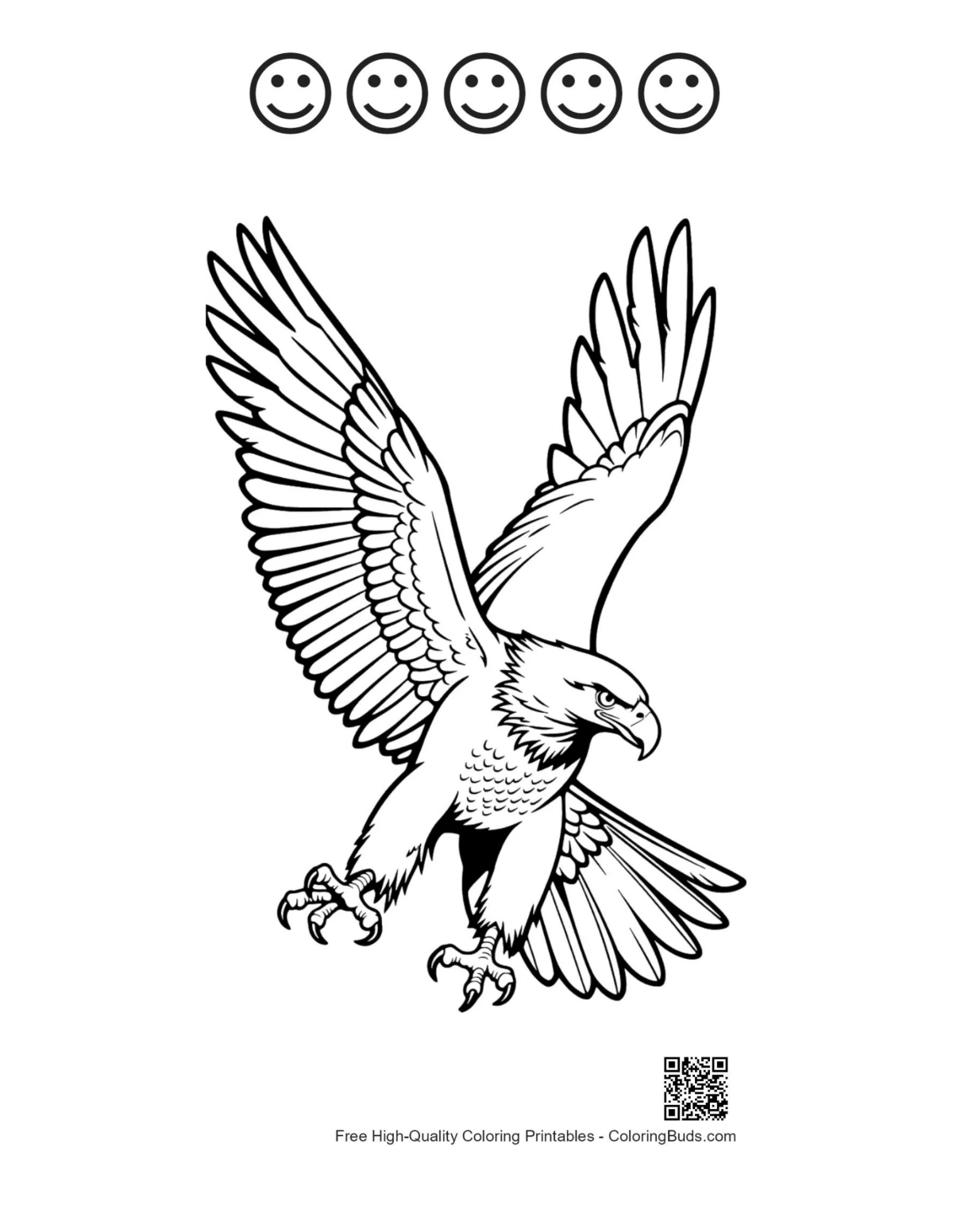 Golden eagle printable with happy face outlines