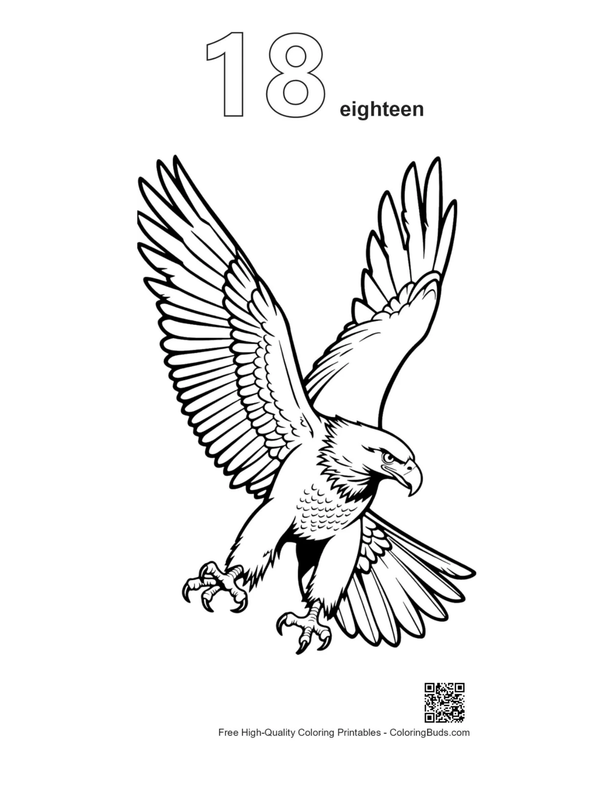Golden eagle outline printable numbered 18