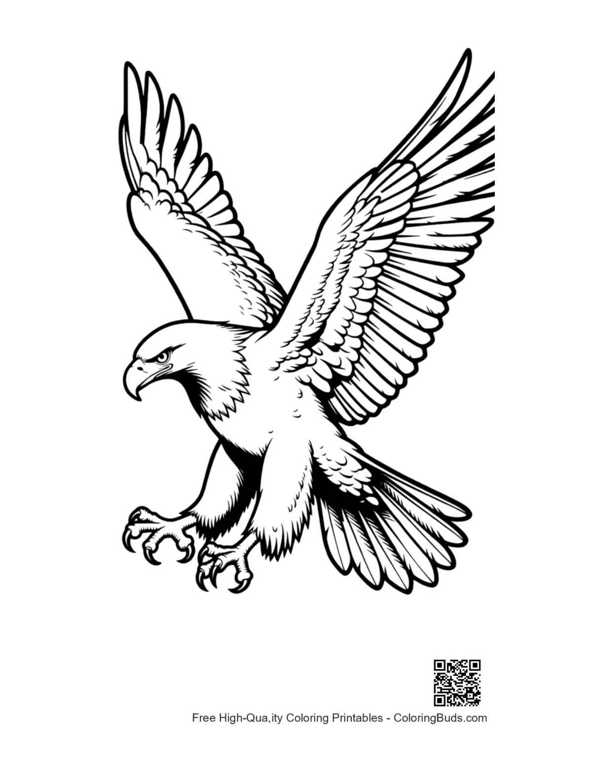 Fierce golden eagle soaring with talons extended