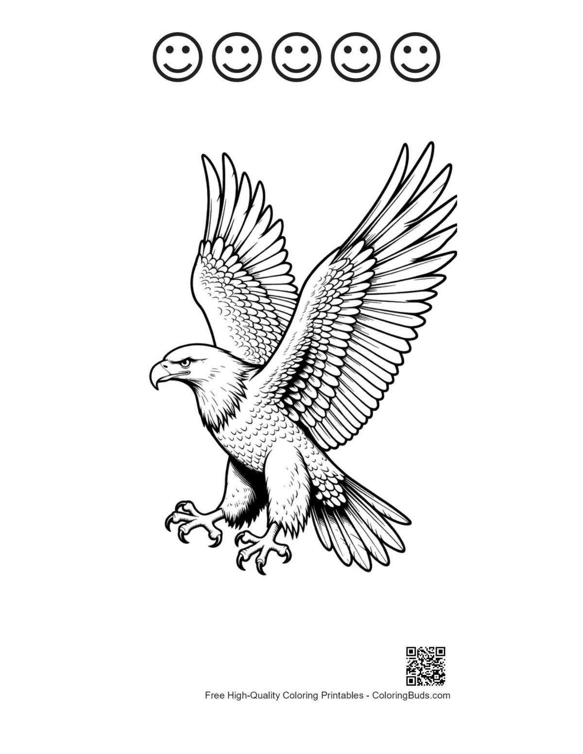 Golden eagle coloring page with happy faces