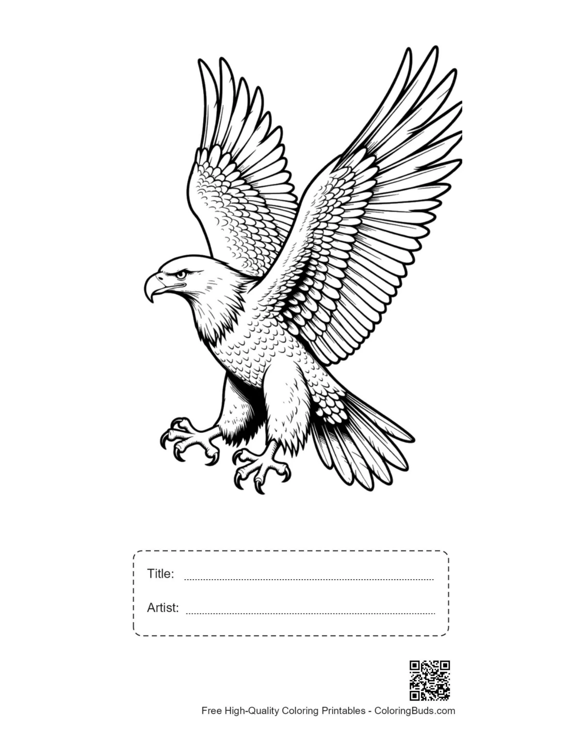 Printable golden eagle soaring design with title box