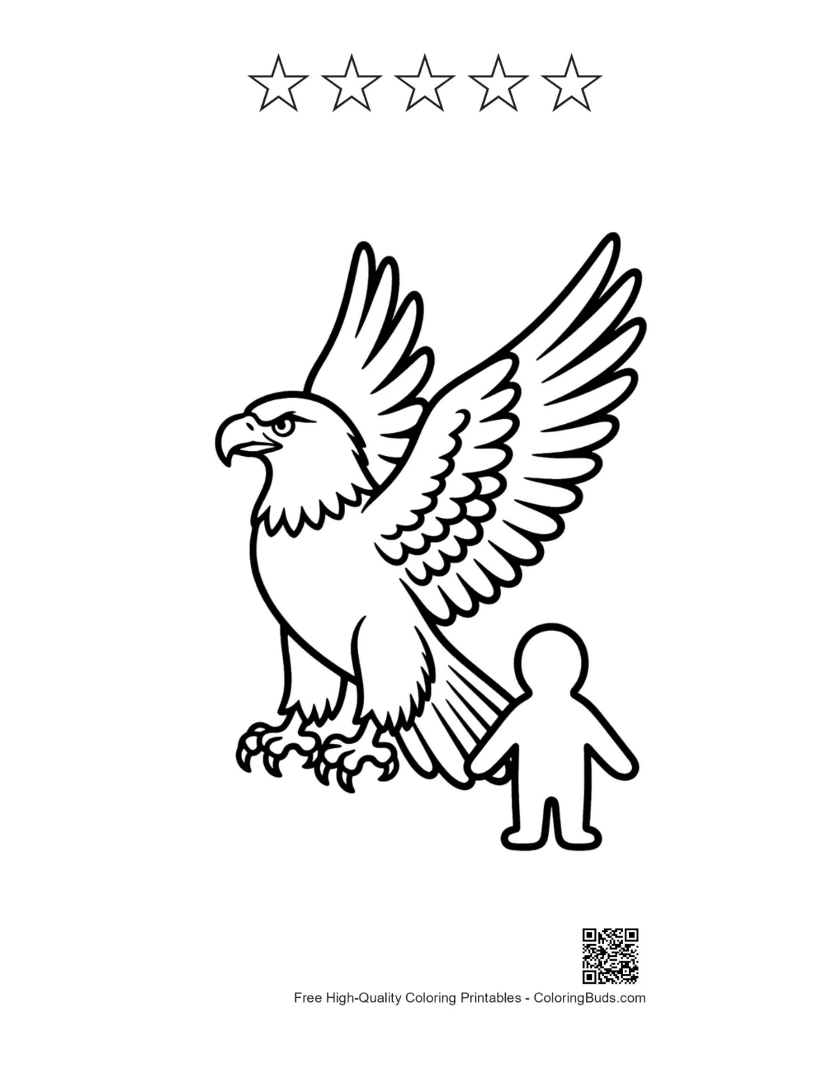 Golden eagle printable with 5-star outline accents