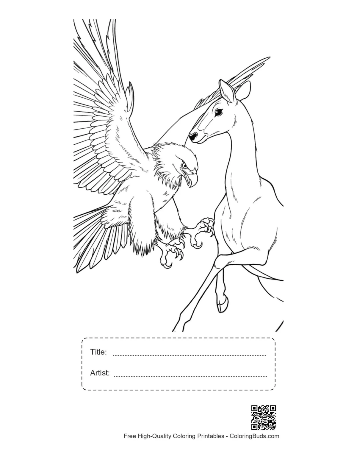 Printable golden eagle attacking impala with title space