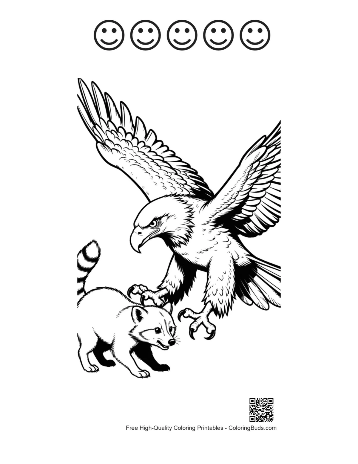 Golden eagle printable with happy face outlines
