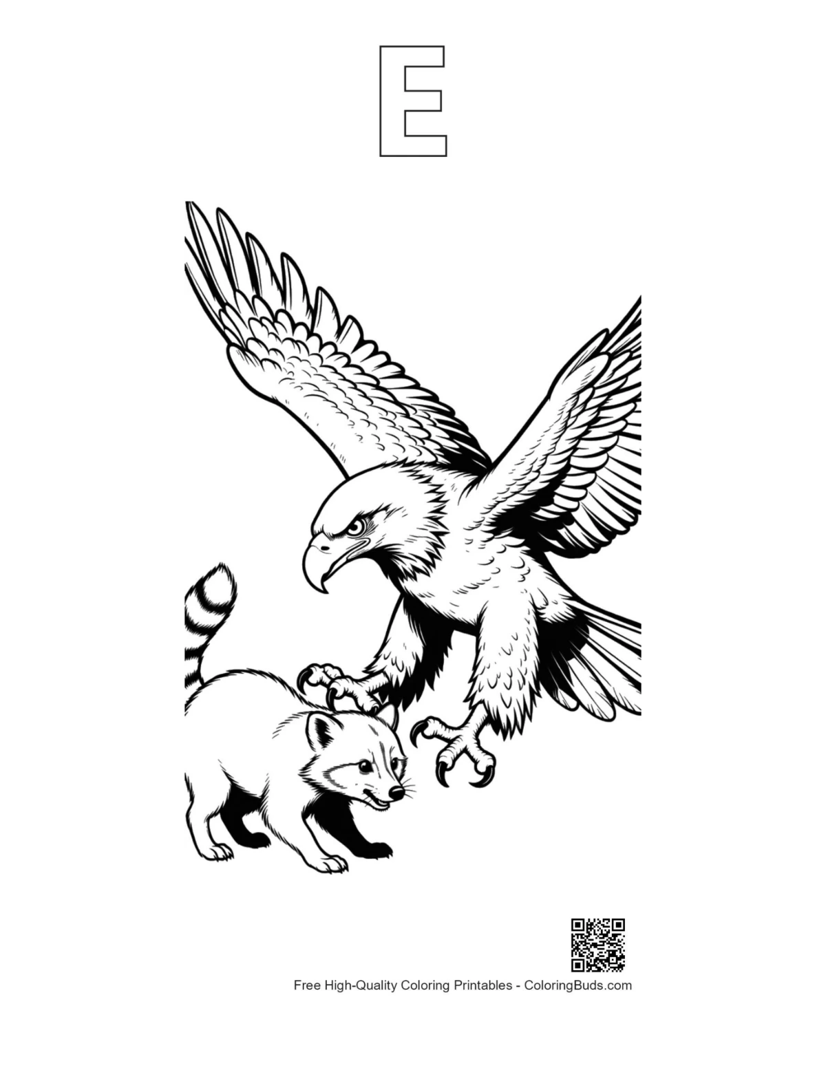 Golden eagle outline with alphabet E design