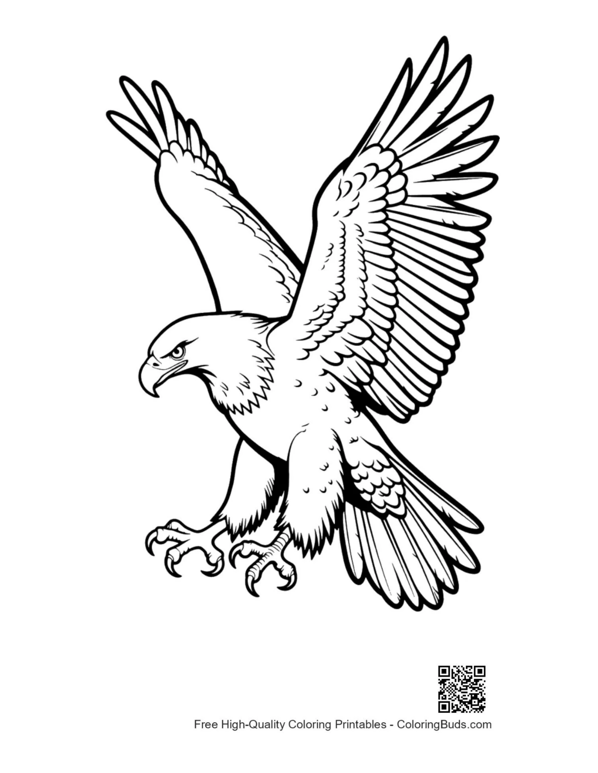 Fierce golden eagle diving with talons out