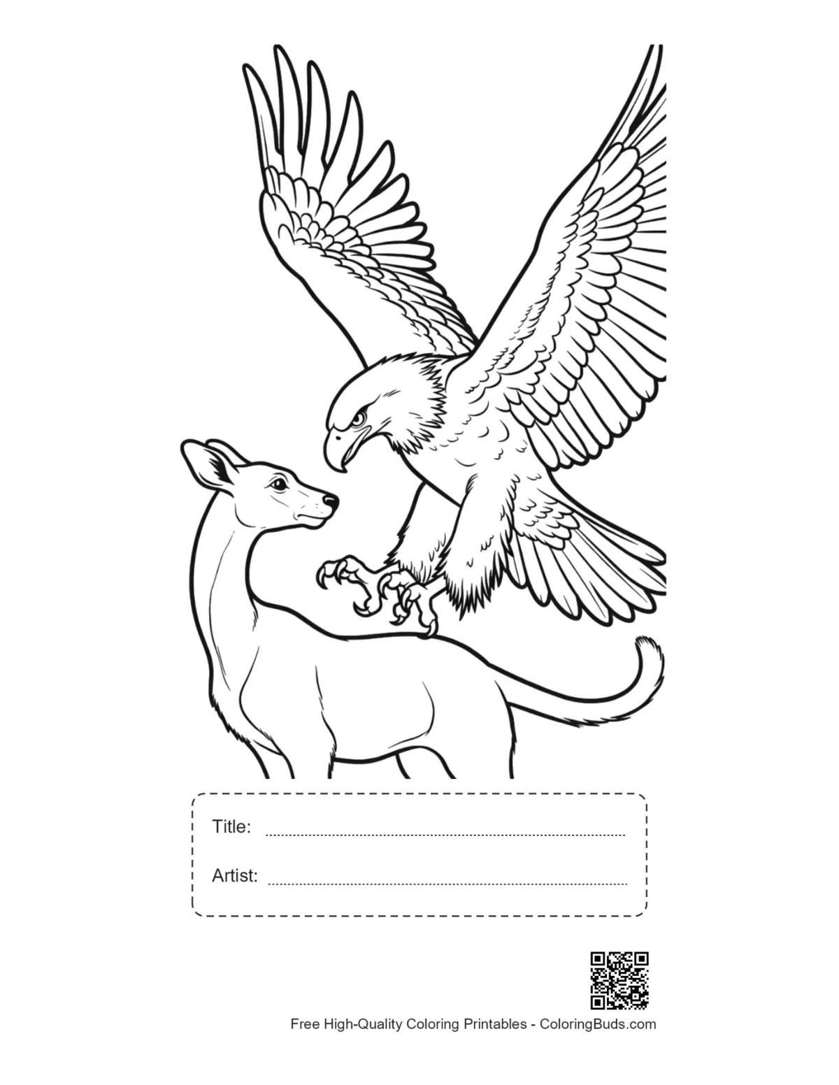 Printable golden eagle on fawn with title box