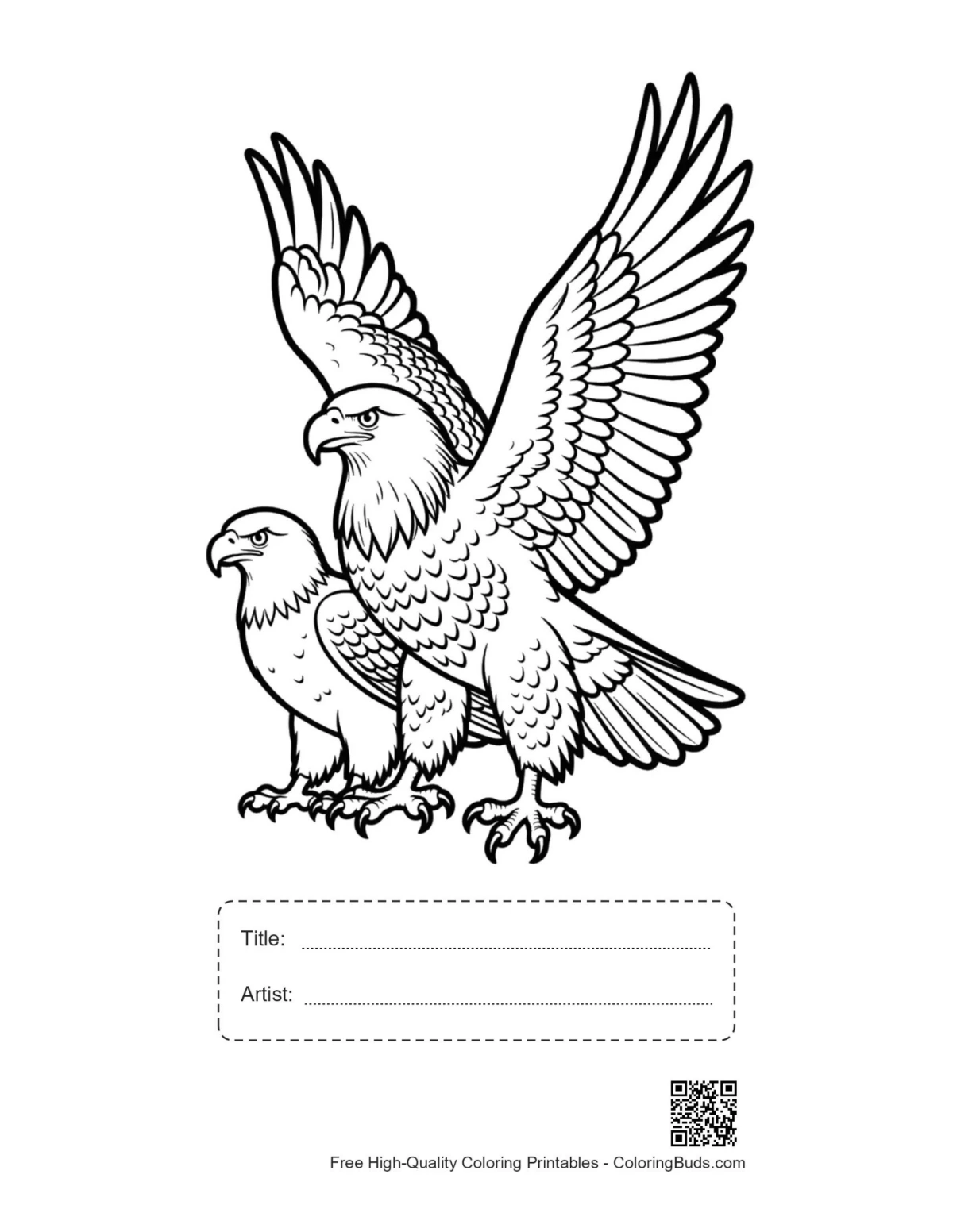 Printable bald eagles design with title space