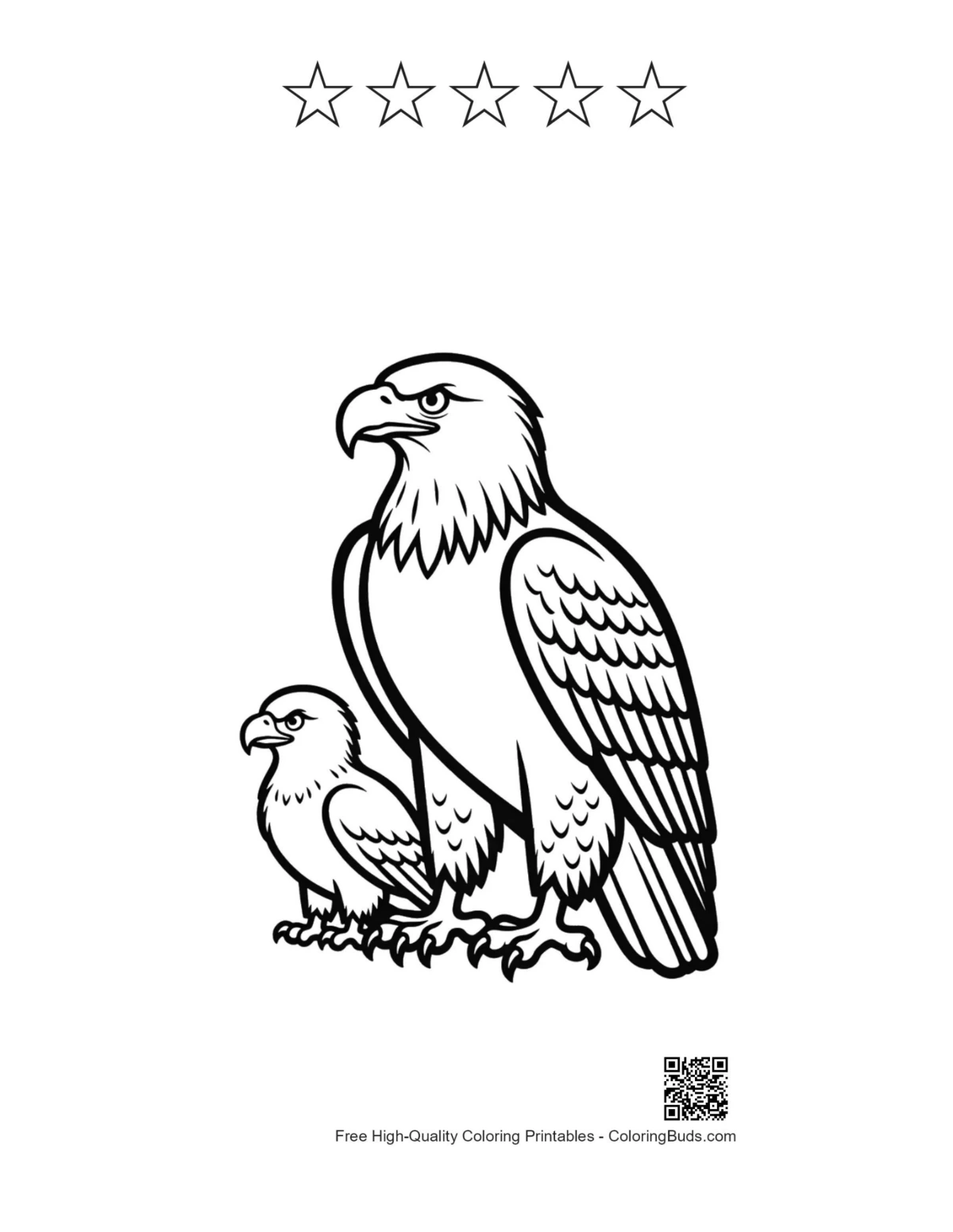 Majestic bald eagle chick printable with stars