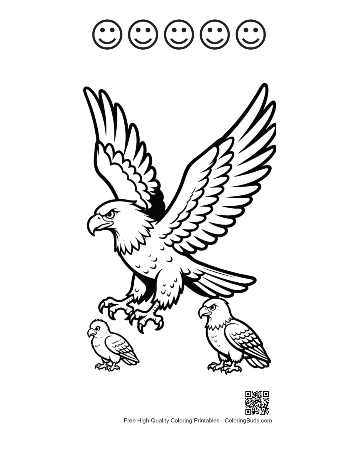 Bald eagle with happy faces printable