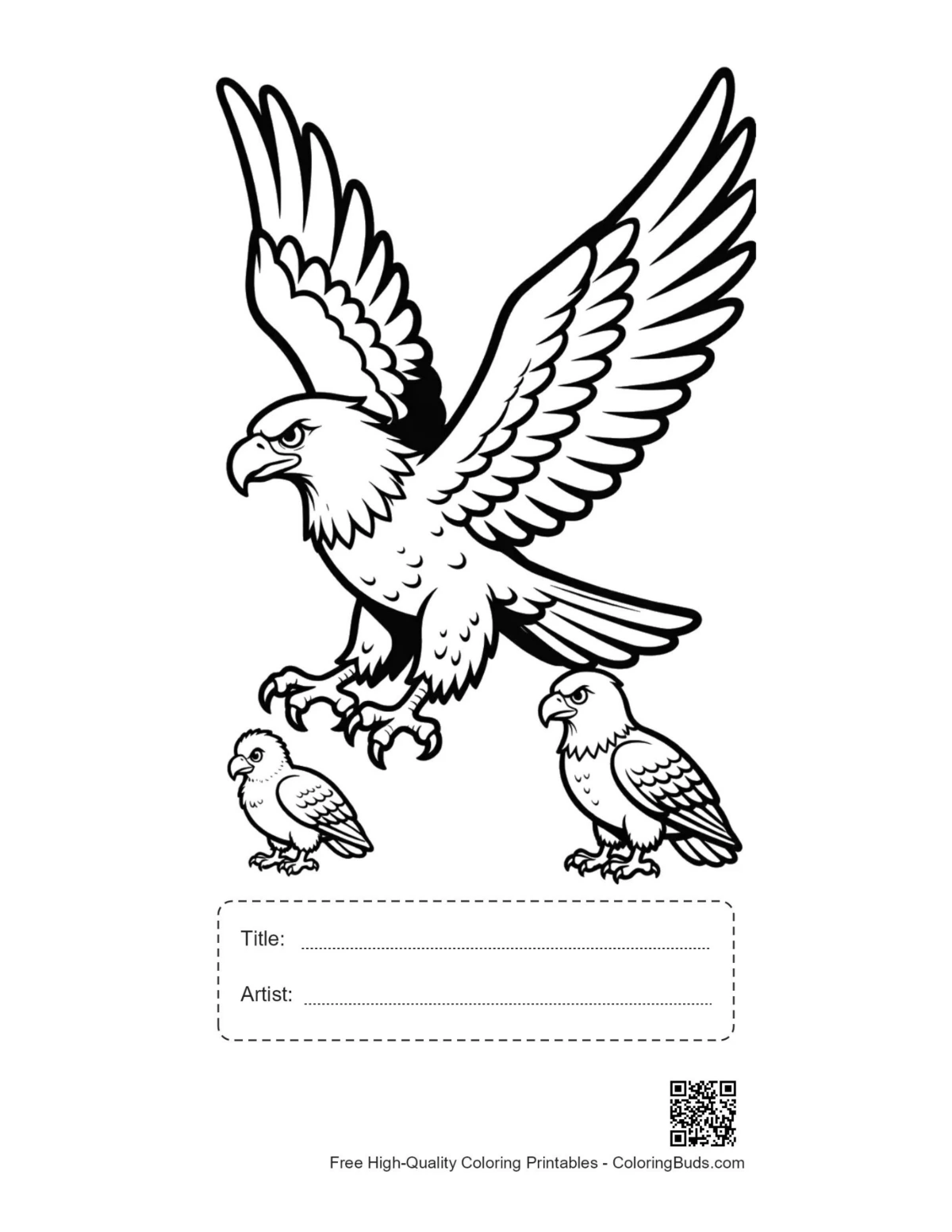 Bald eagle printable with title box