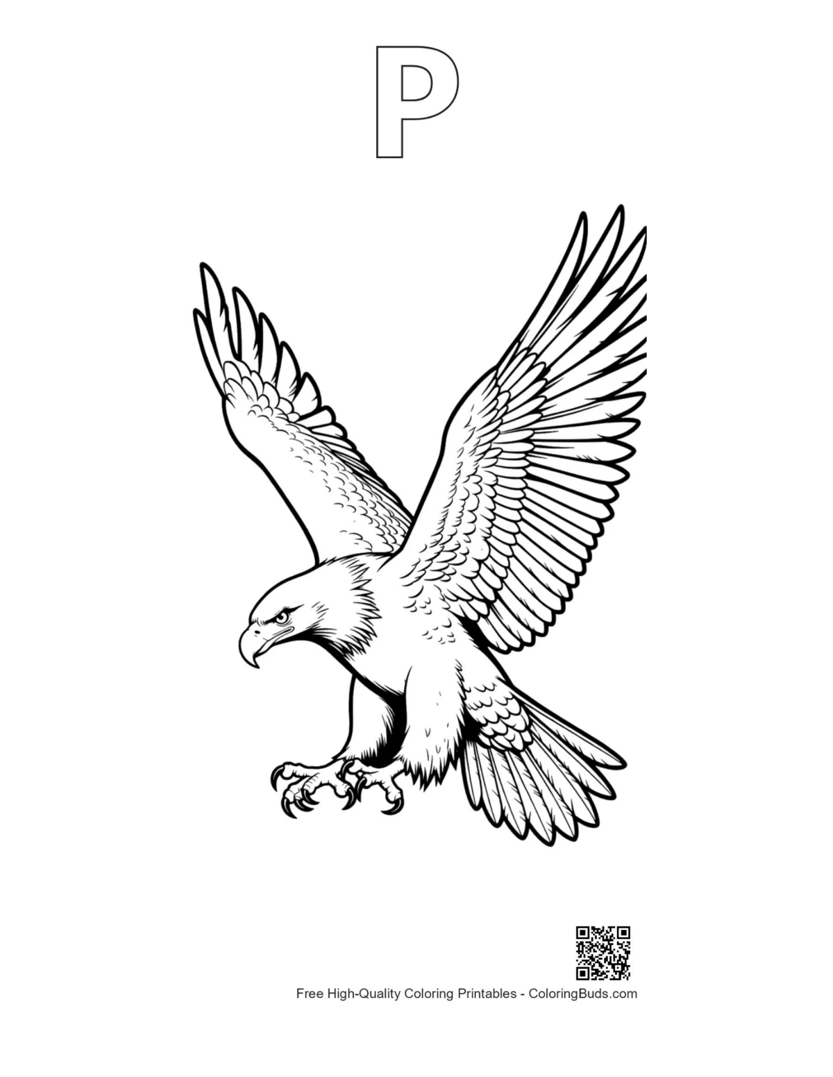 Golden eagle outline with alphabet P design