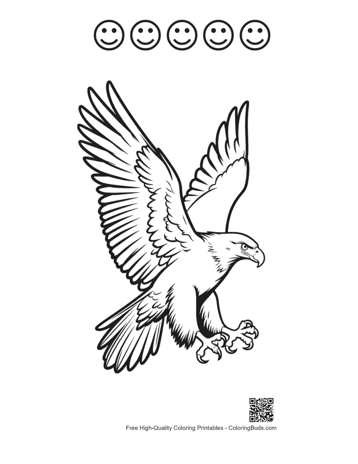 Golden eagle with happy faces printable outline