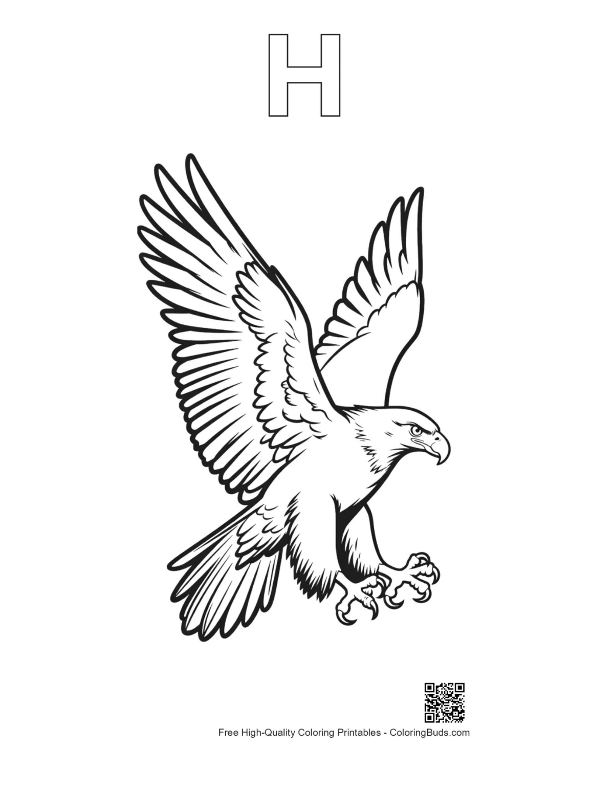 Golden eagle outline with alphabet H shape