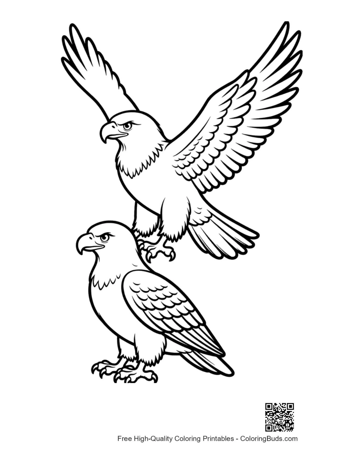 Two golden eagles soaring fiercely artwork