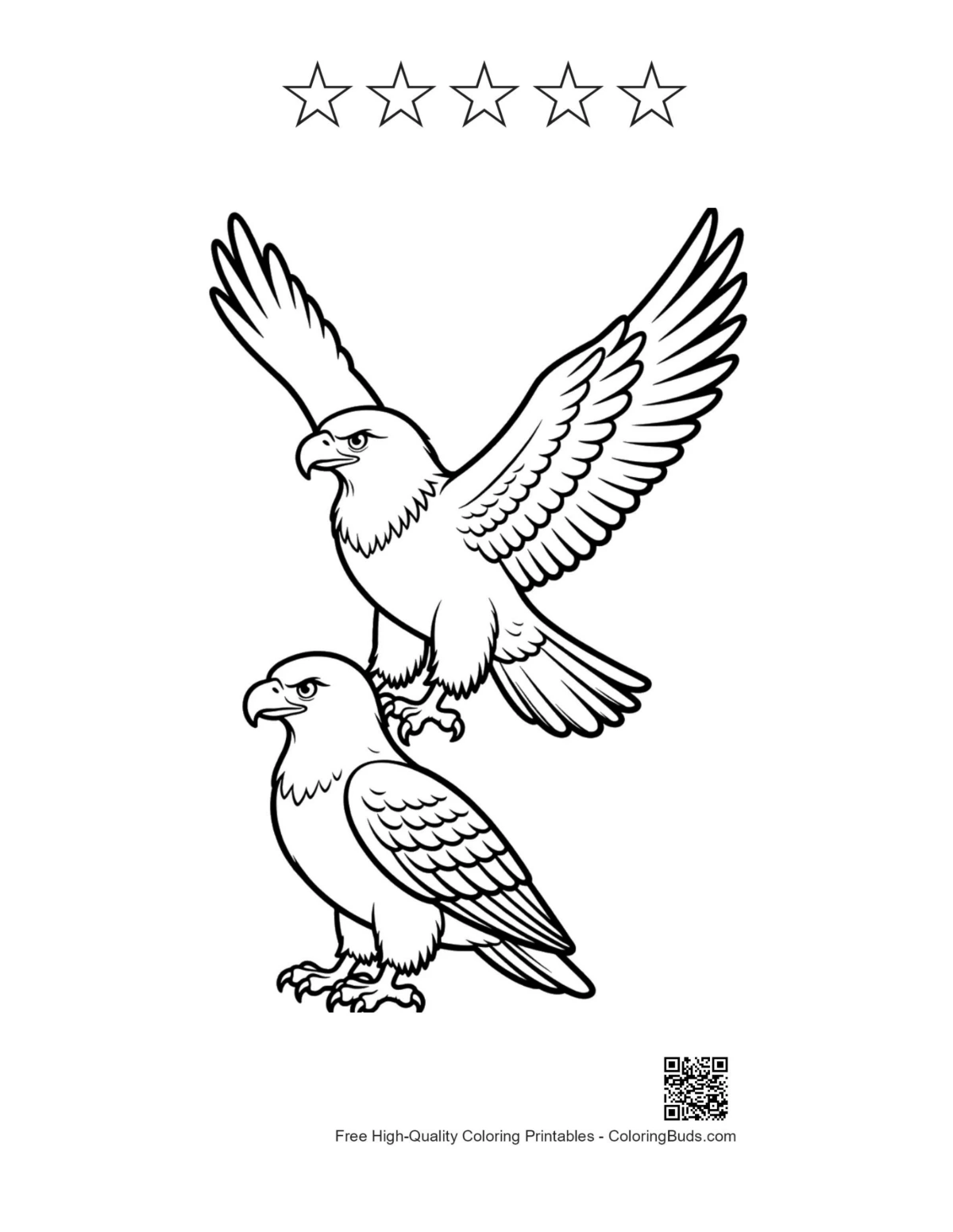 Eagles printable with 5-star outlines