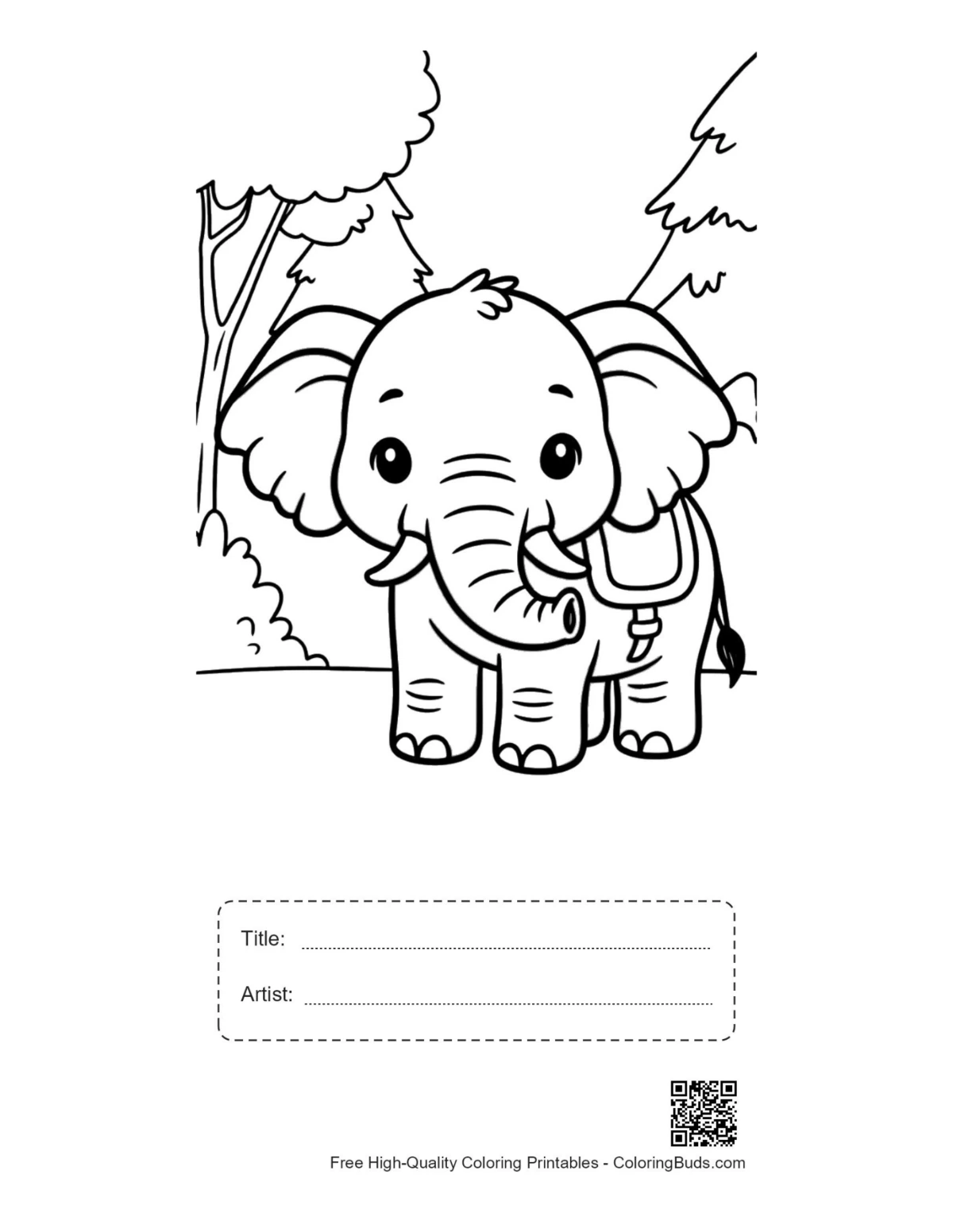 Elephant calf saddle forest printable with title box
