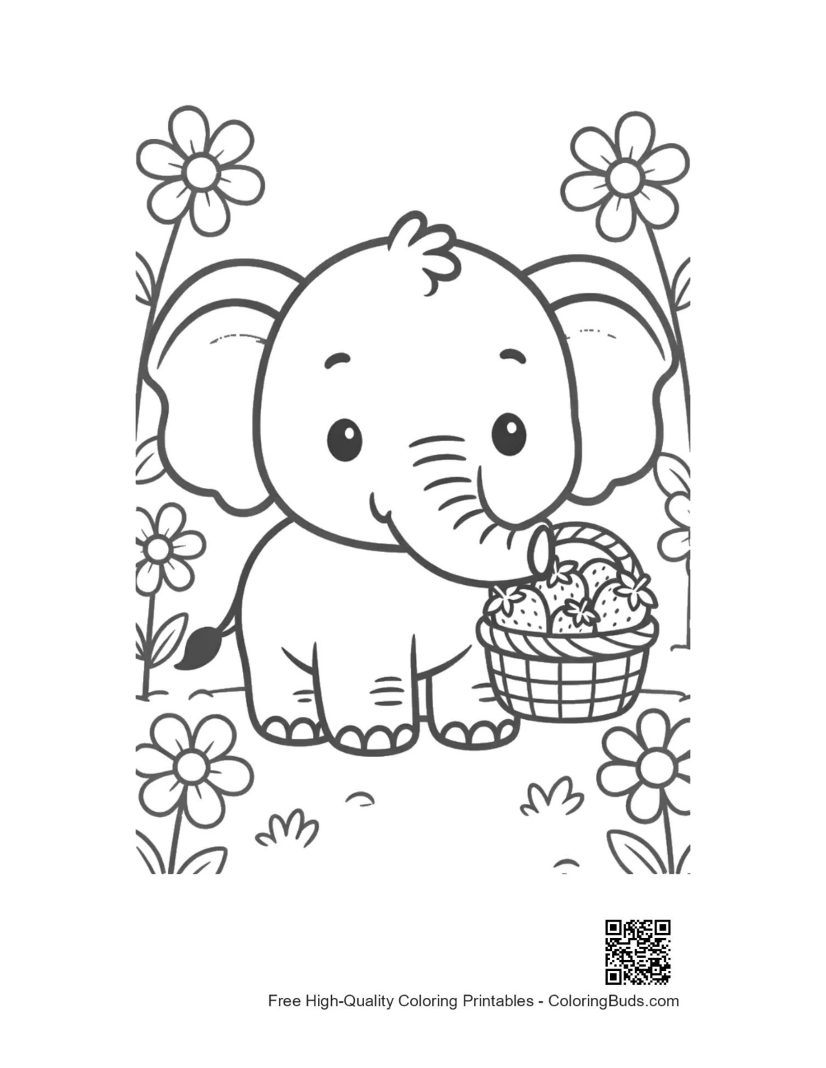 African elephant printable coloring page