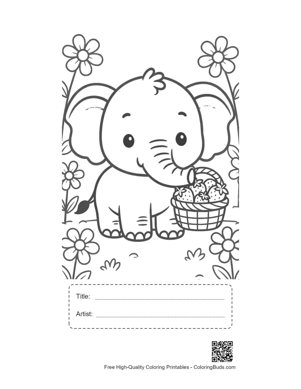 Printable African elephant sheet with title