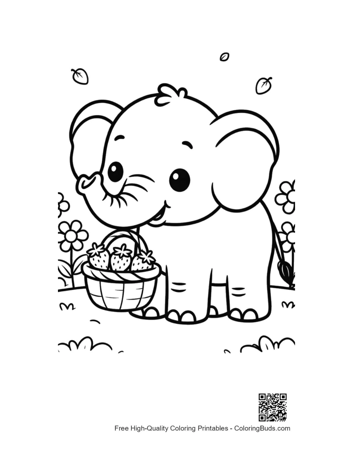 Cute African elephant coloring printable