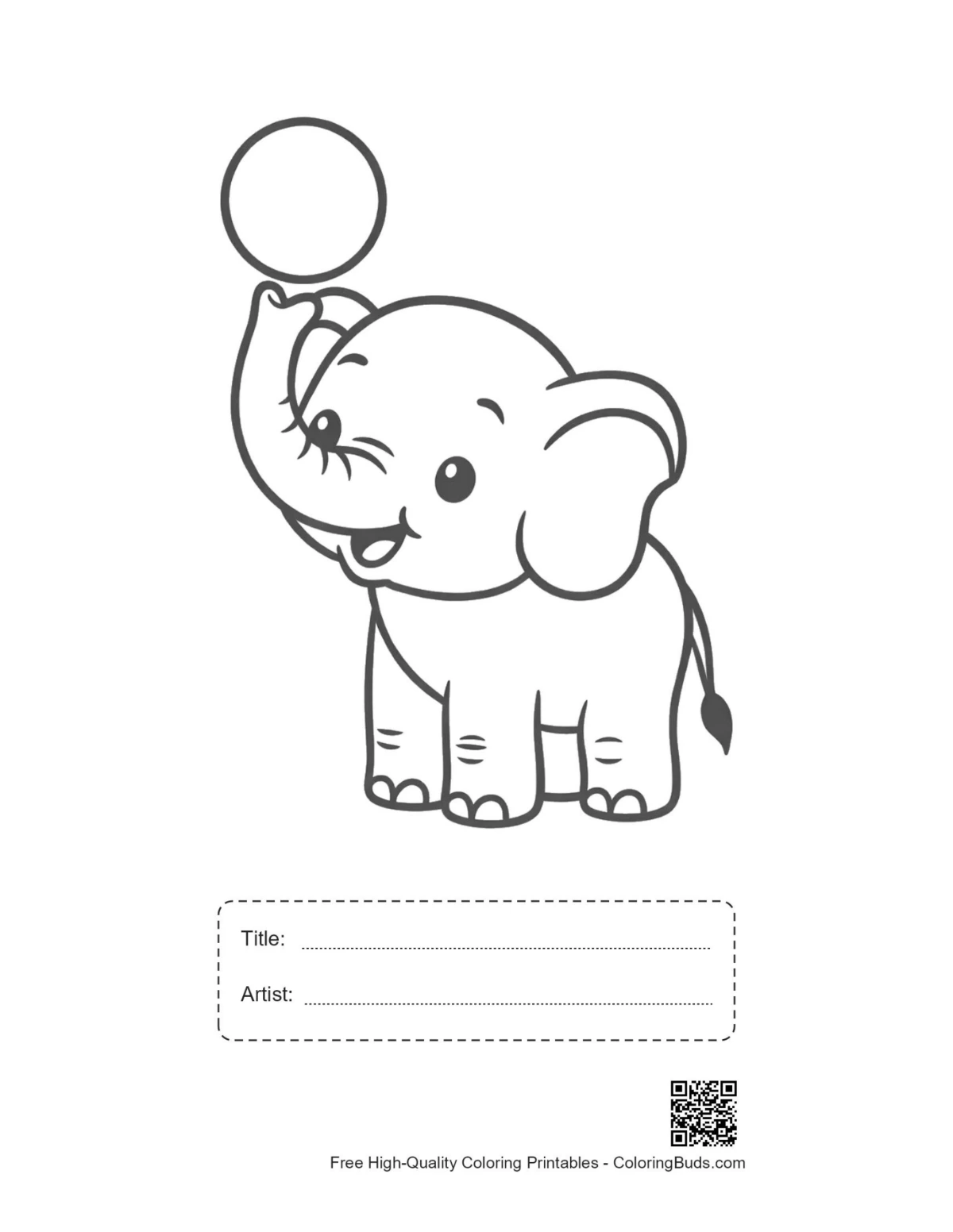 African elephant printable with title and artist box