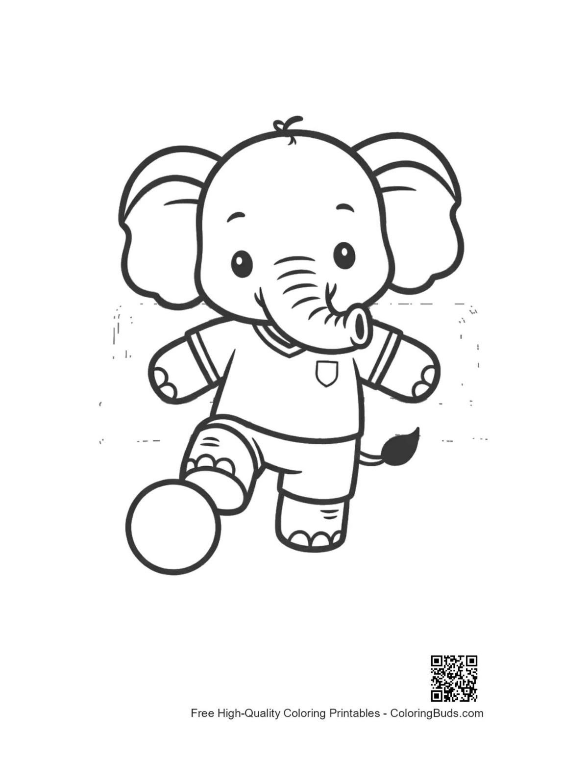 Easy African Elephant printable coloring page
