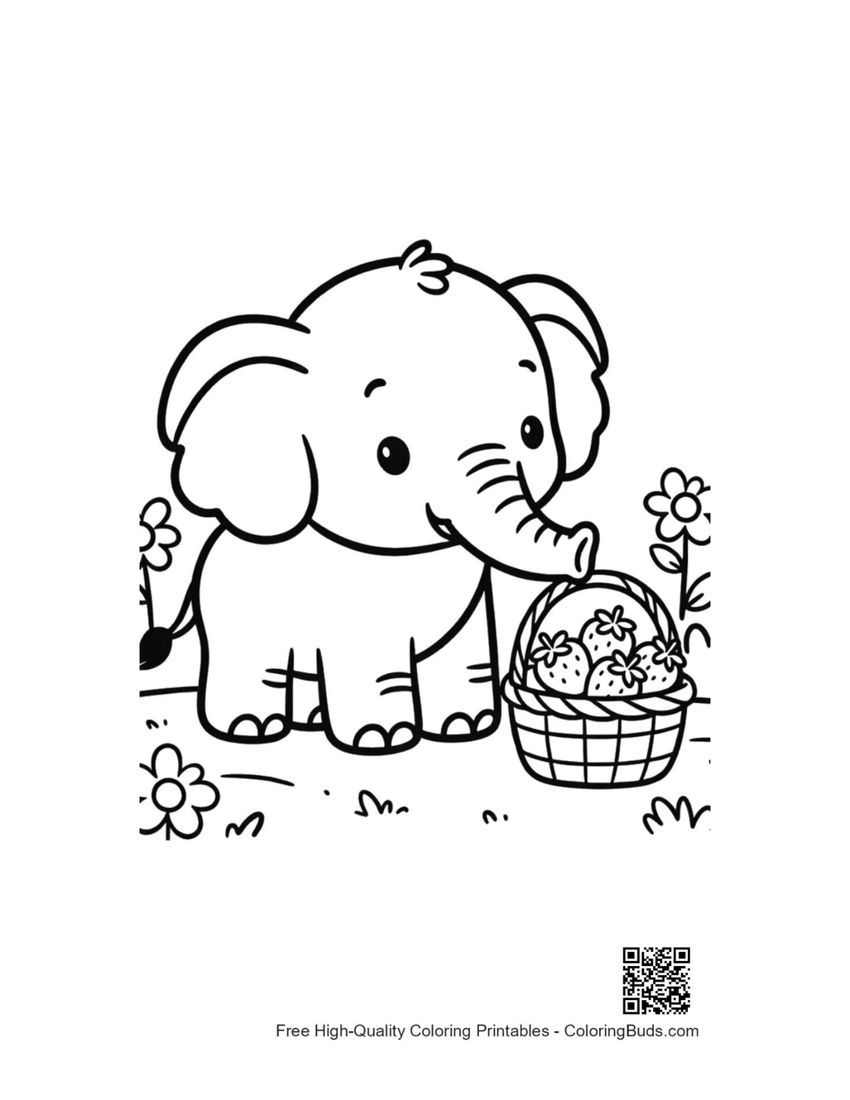 Free African Elephant printable coloring page