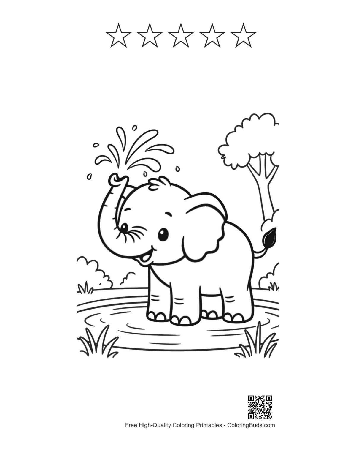 African elephant with 5-star rating coloring page