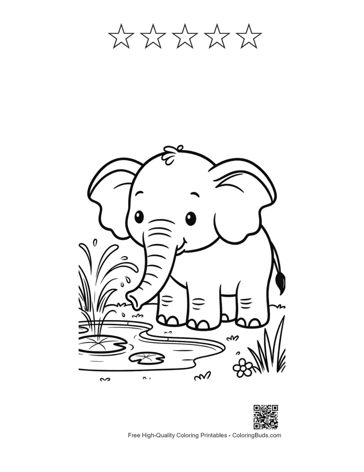 Elephant fountain printable with 5 stars