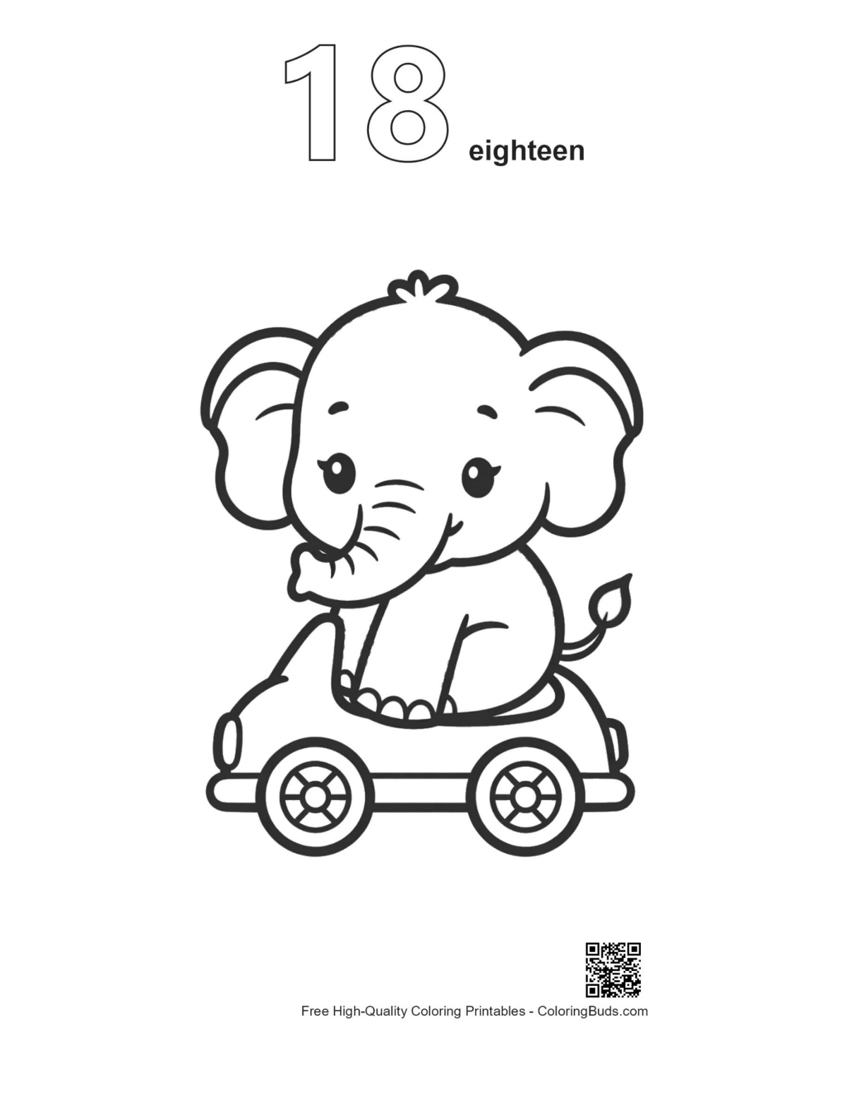 Asian elephant coloring page number 18 outline
