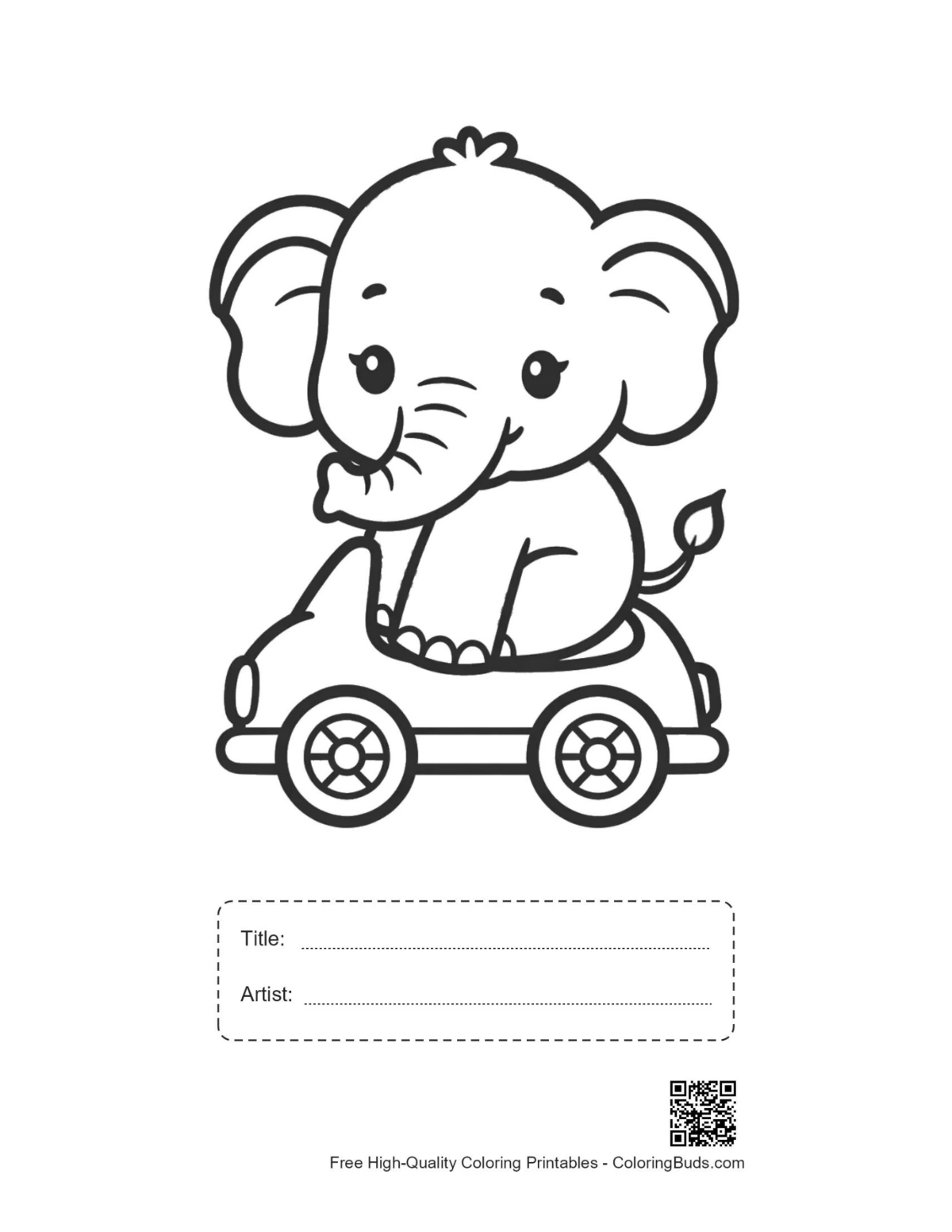 Asian elephant printable with title artist box