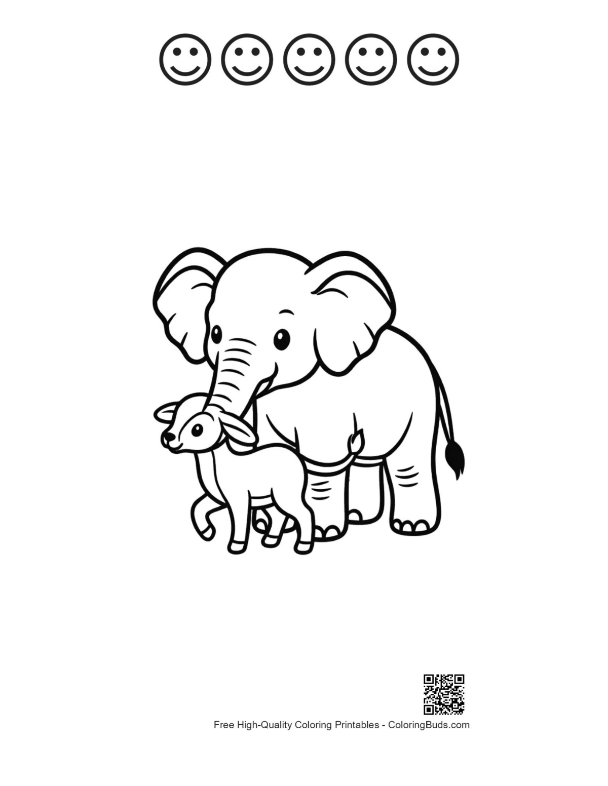 Asian elephant lamb printable with happy faces