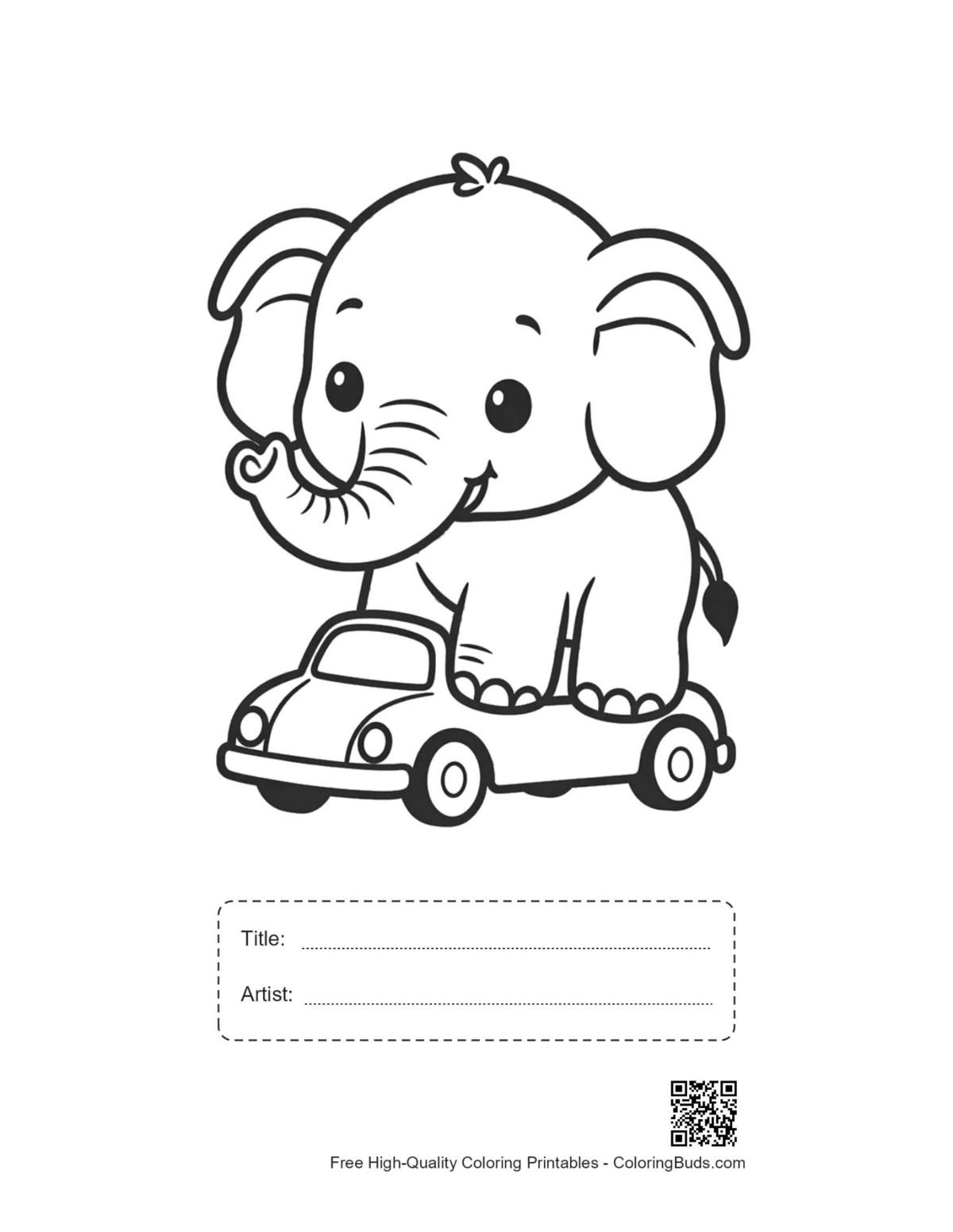 Asian elephant toy car printable with title box