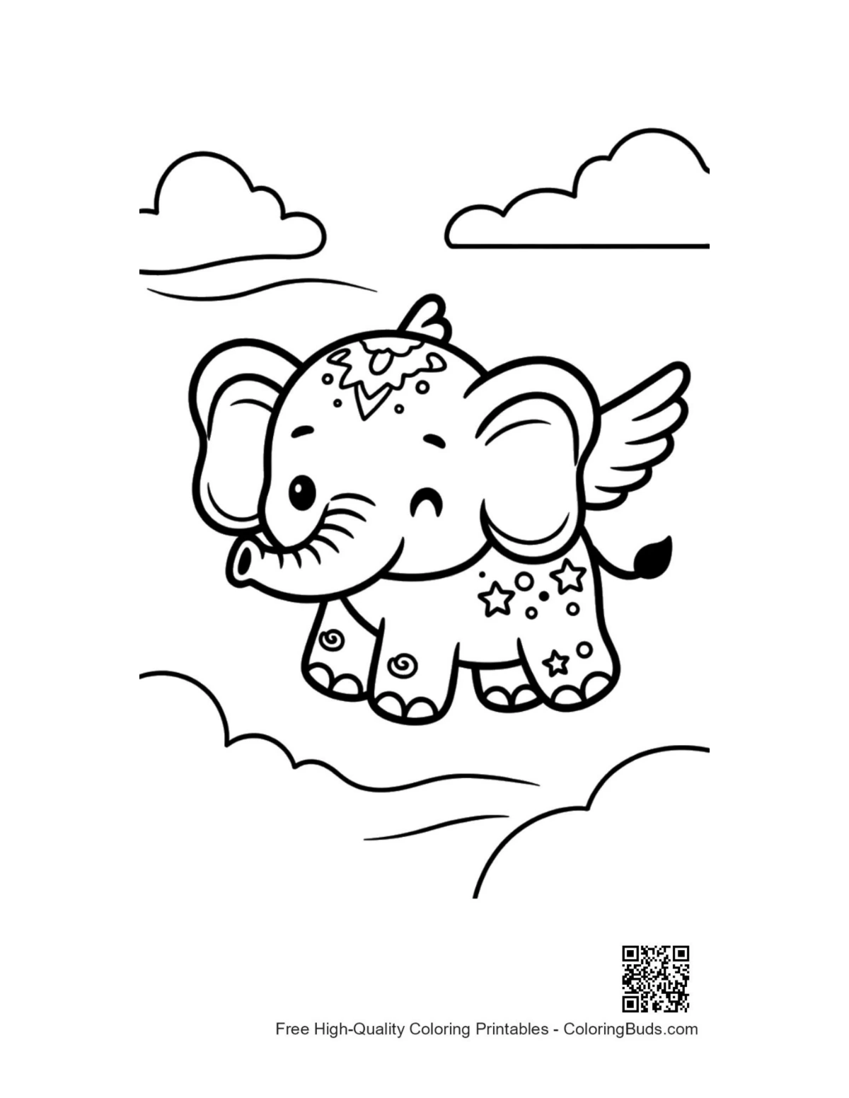 Cute baby elephant coloring page printable