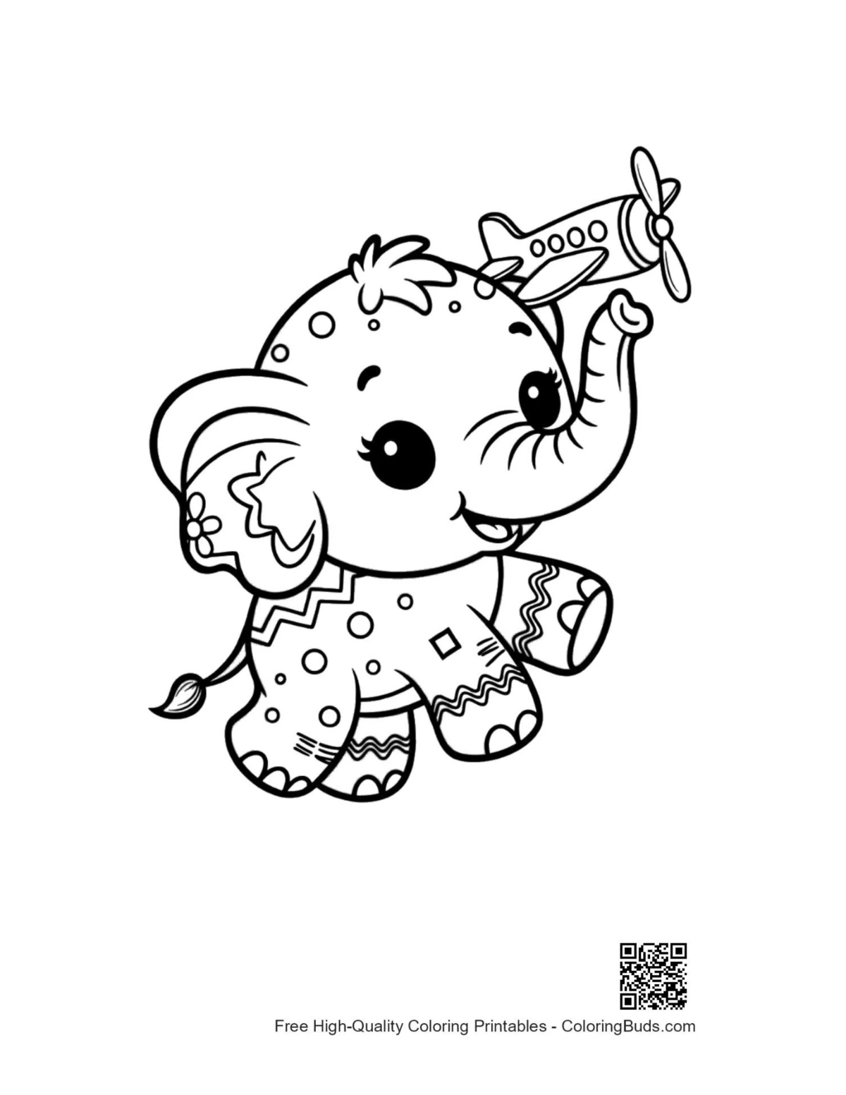 Cute baby elephant coloring page printable download