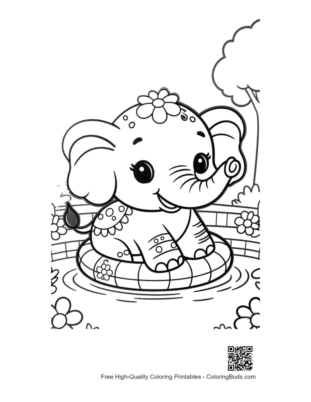 Baby elephant coloring sheet printable