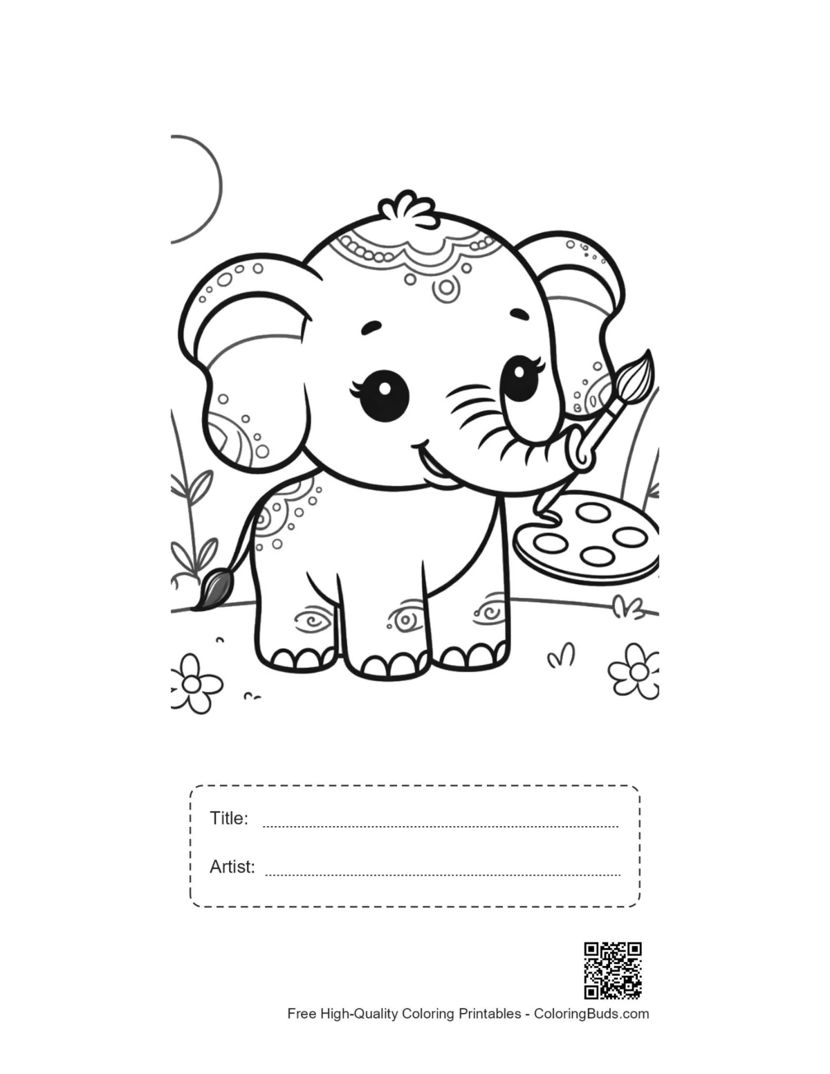 Baby elephant football player printable with title box