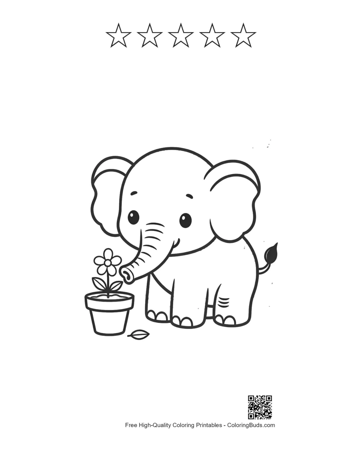 Baby elephant apples printable 5 star outlines