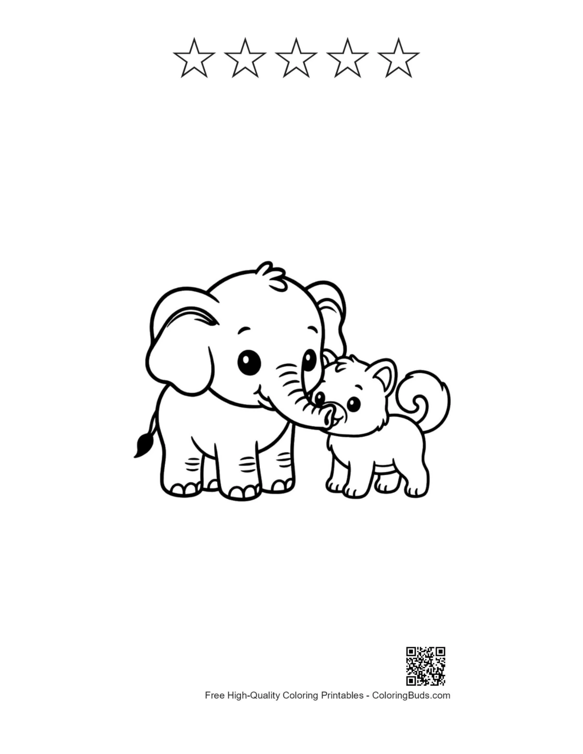 5-star baby elephant printable outline