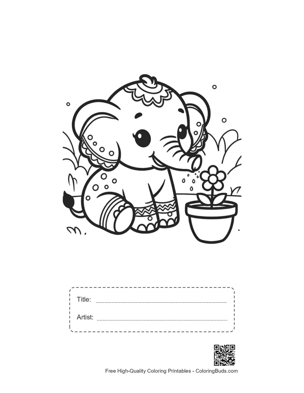 Baby elephant circus printable with title box