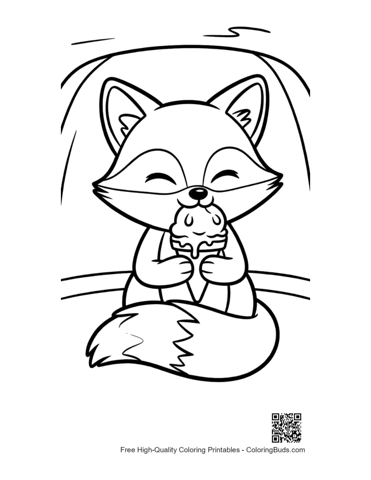 Adorable red fox pilot in toy airplane coloring printable