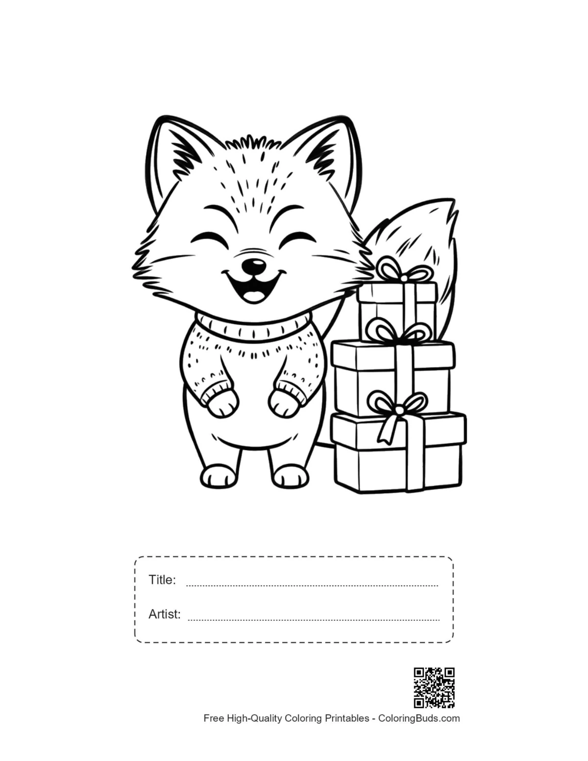 Arctic Fox printable sheet with title and artist space