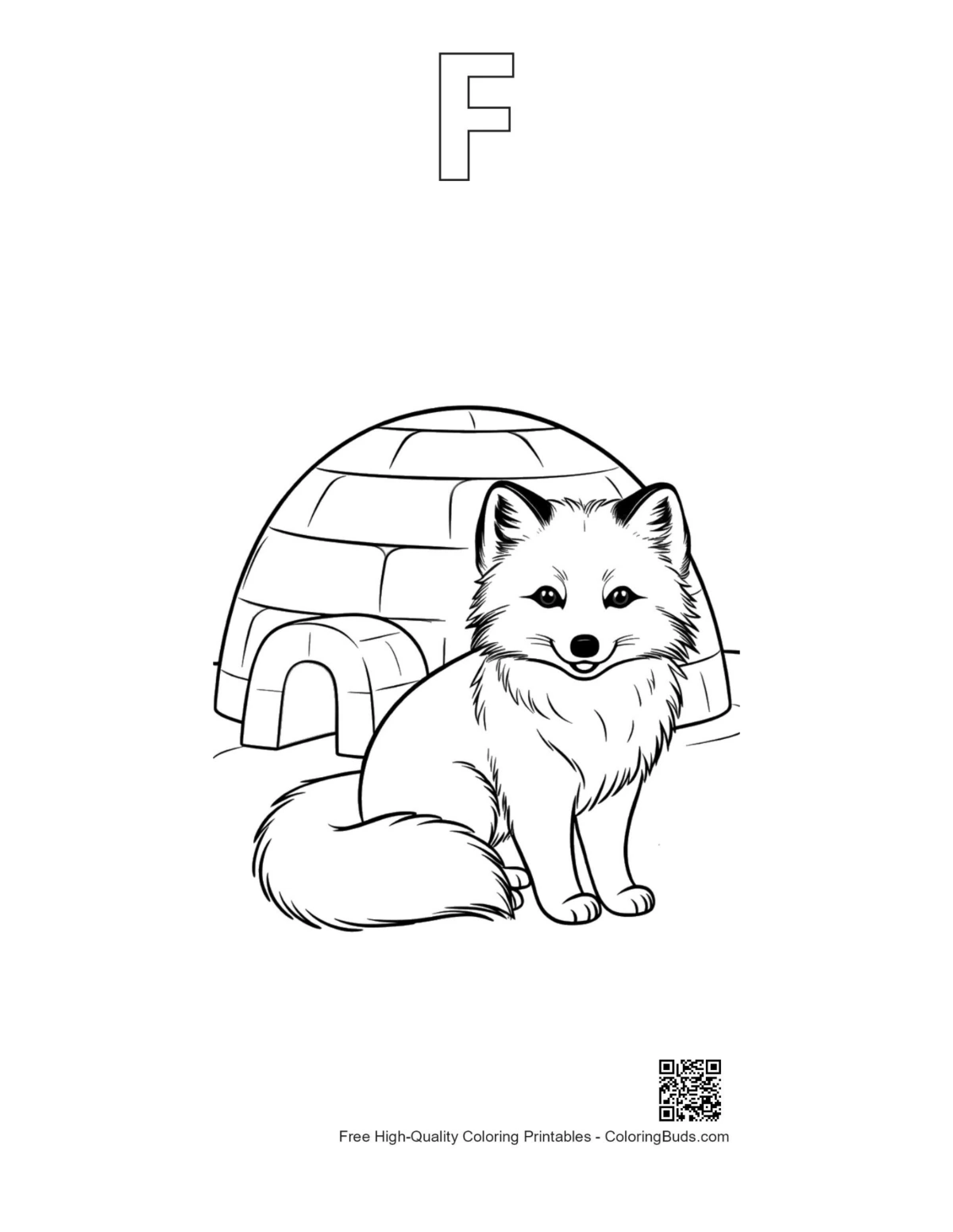 Arctic fox toy car forest printable alphabet F outline