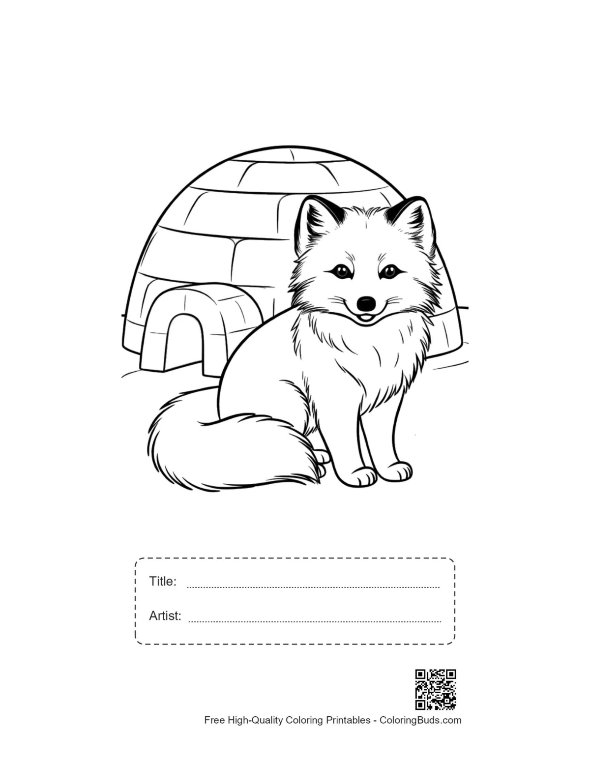 Arctic fox toy car winter forest printable with title box