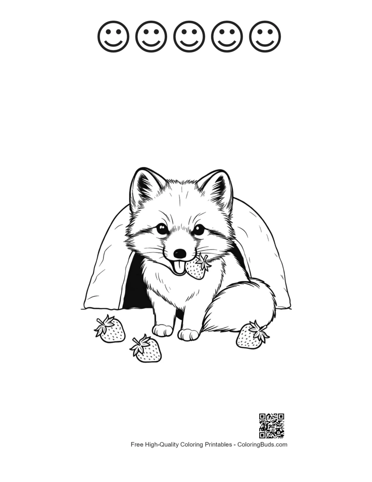 Arctic fox printable with happy faces
