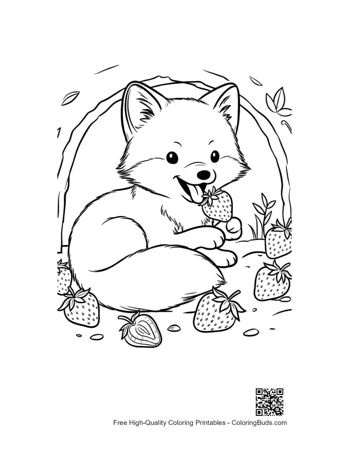 Cute Arctic Fox coloring page printable for kids