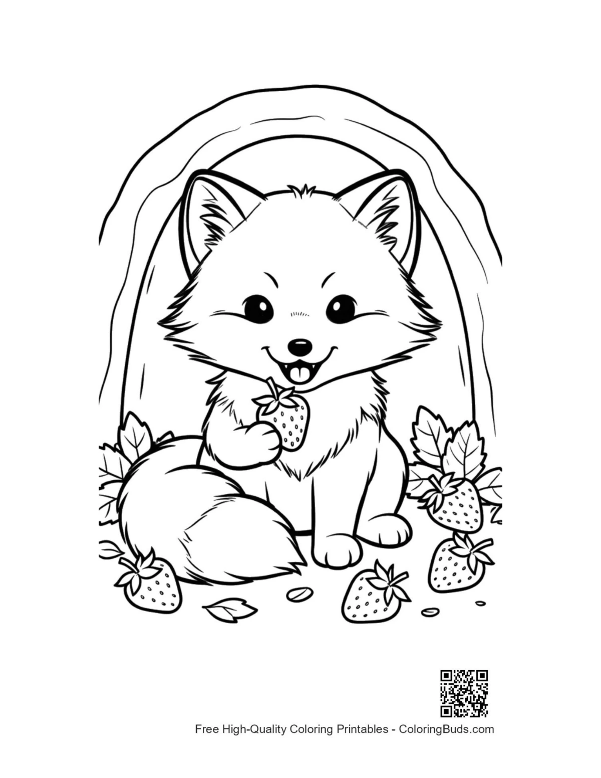 Cute arctic fox printable coloring page