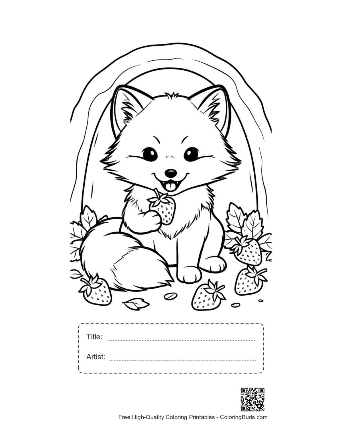 Cute arctic fox printable with title box